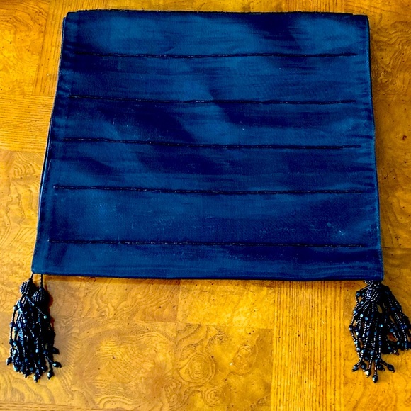 Table Runner - Black with Bugle Beads & Beaded Tassels - Picture 5 of 7